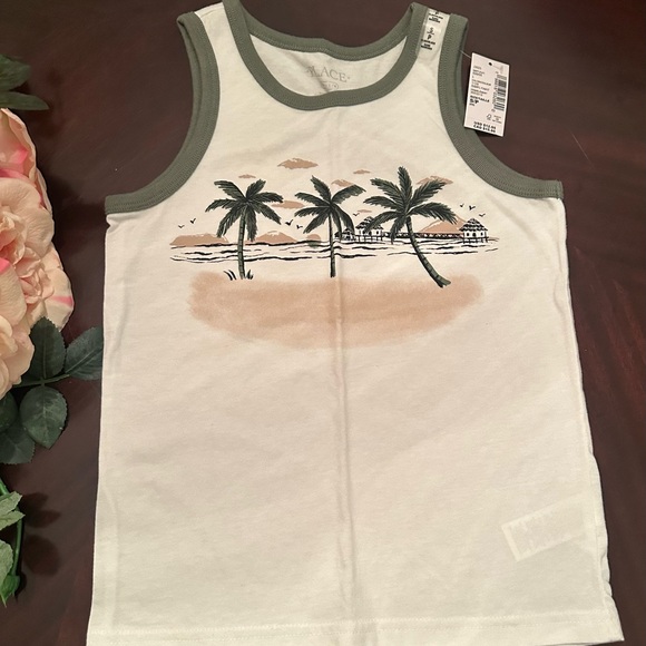 Place Tropical Palm Tank Top -  cream and Green - Picture 1 of 5